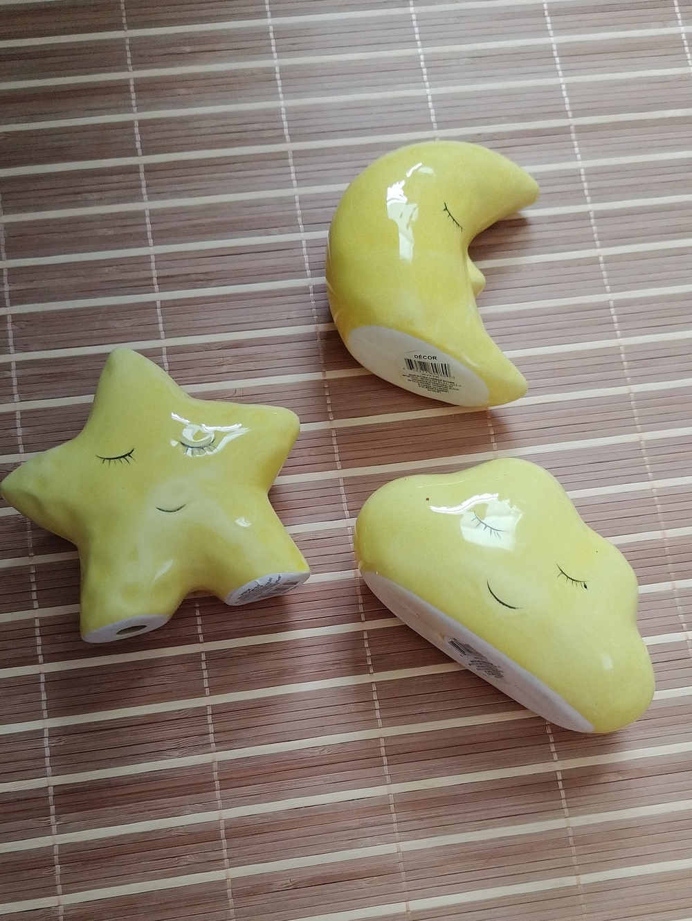 Yellow Ceramic Moon, Star & Cloud Trio